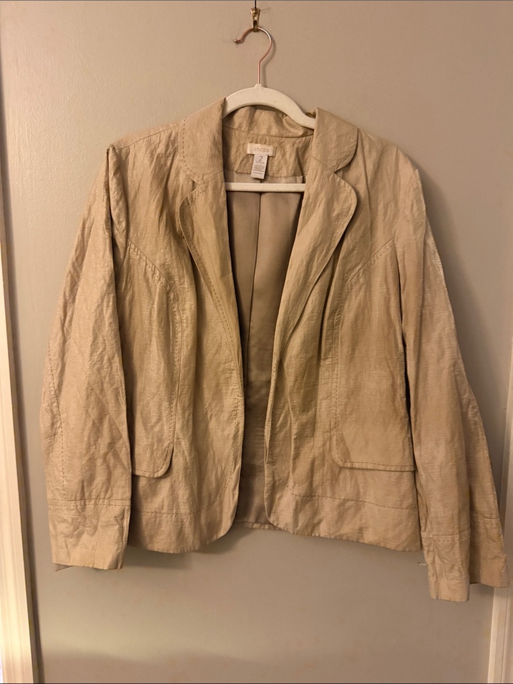 Chico's Shimmer Cream Blazer Jacket